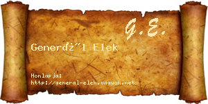 Generál Elek névjegykártya